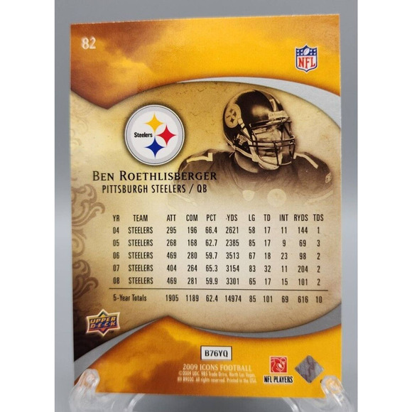 2009 Upper Deck Icons #82 Ben Roethlisberger, Steelers - Picture 2 of 2